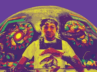 Psychedelic Dome - Holbox art green island psychedelic purple street art yellow