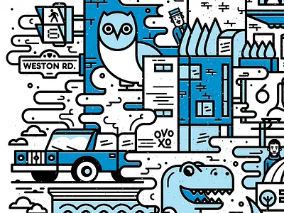 Toronto WIP 6 building car dinosaur ovo owl six toronto walk weston