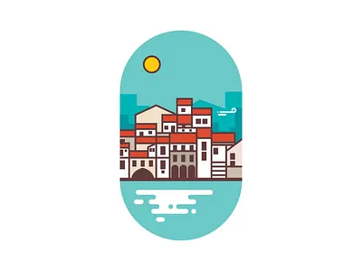 Sicily - Italy city coastline flat illustration island italy landmark minimal sea sicily