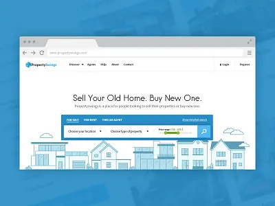Design for Propertyswings blue classifieds flat listings minimalistic property propertyswings realestate web design website