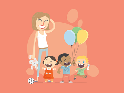 Kids Playing baloon child childhood children daycare illustration illustrator kids