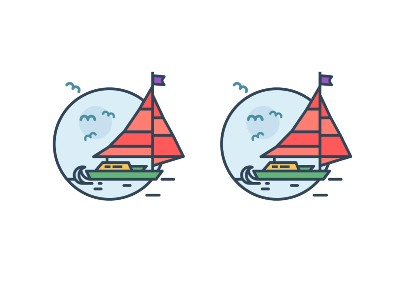Ship Icon birds boat flag icon luxury sail ship sun travel water waves