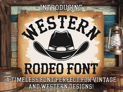 Western Rodeo Font – Bold Cowboy Typeface for Vintage Designs country font cowboy font cricut font farmhouse font outlaw font rodeo display font rodeo letters rustic font slab serif font sublimation font vintage western font western rodeo font western typeface wild west font