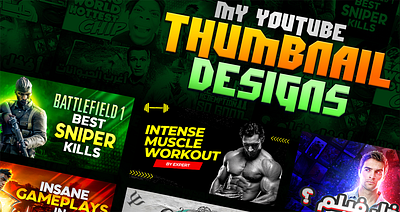 My YouTube Thumbnail designs Pt.1 ad branding design graphic graphic design ill illustration motion graphics post poster poster design thumbnail thumnaildesign typography youtube