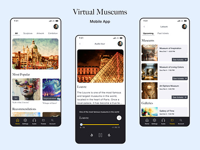 Virtual Museums | Mobile App | UX \ UI Design | Education ai business commerce crm e commerce entertainment finance healthcare iphone ui design mobile app design produktivität store app ui elements uiux prototyping user experience user interface design ux ui web application web platform wireframing