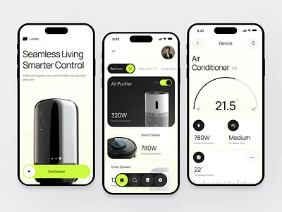 Lumeo - IOT Mobile App air conditioner app automation clean control crm home iot mobile mobile app mobile ui online remote saas smart smart app smart home ui ui design ux