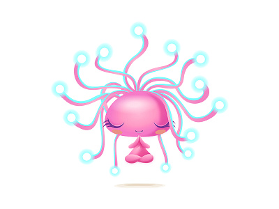 Medusa medita character design light loading lumins meditation medusa vector