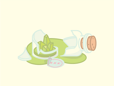 whoops 2 bottles broken green icon posion simple thick lines vector