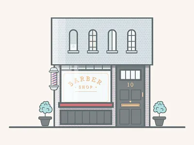 Swanky Salon 2d barbershop flat flat design illustration line art minimal muted salon store front vector vintage