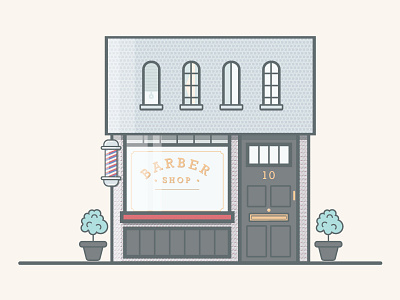 Swanky Salon 2d barbershop flat flat design illustration line art minimal muted salon store front vector vintage