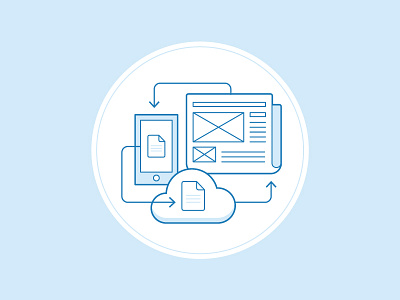 Distribution Spot Illustration cloud content data digital ecosystem marketing media network newspaper print solution
