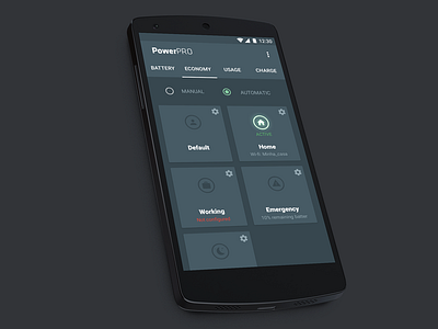 PowerPRO Economy Feature android battery design economy mobile power ui ux