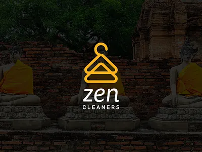 Zen Cleaners buddha cleaner laundry logo simple zen