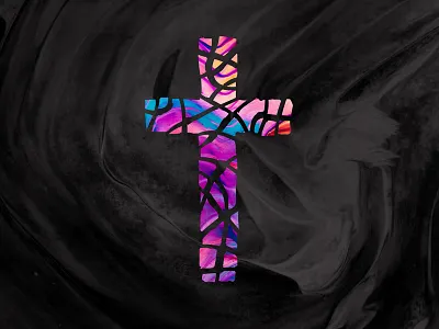 cross concept broken colorful cross easter mosaic pieces stained glass