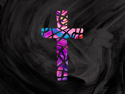 cross concept broken colorful cross easter mosaic pieces stained glass