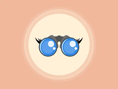 Binoculars: nothing to look for badge binoculars illustration sad see