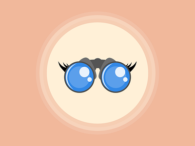 Binoculars: nothing to look for badge binoculars illustration sad see