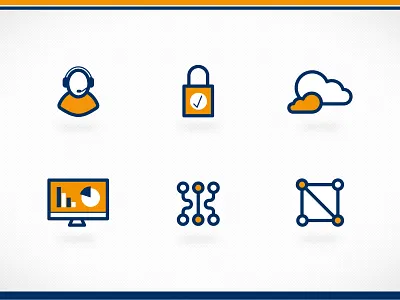 Telecoms Icons blue icons illustration linear telecoms yellow