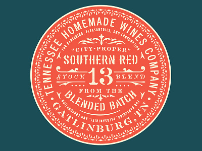 Southern Red badge detail label southern stencil type wine