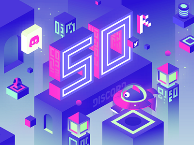 50k Magic discord fish flat gaming gradients illustration iso isometric video games