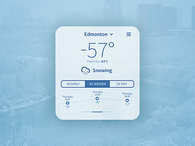 Day 010 - Weather Widget 010 app cold dailyui edmonton icon snow snowing temperature weather widget