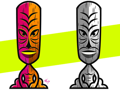 Tiki totem 60s design flat illustration illustrator surf tiki totem vector