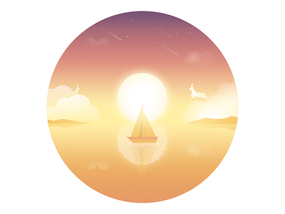 Sunset day dream illustration magic sea sun sunset