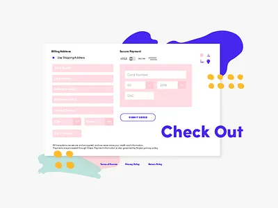 Daily UI #002 Credit Card Checkout checkout credit card dailyui design flat layout memphis pink ui ux web design
