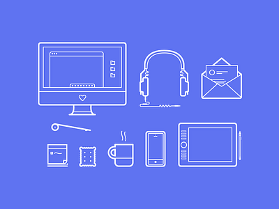Icons set — work #1 biscuit coffee desktop envelope headphones icon iphone mac smartphone tablet trackpad