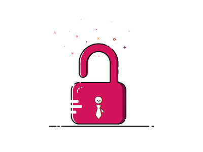 Lock 4 emoticon emotion illustration illustrator key lock pink stars tie