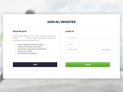 Sign in / Register clothing equipment fashion register sport ui web
