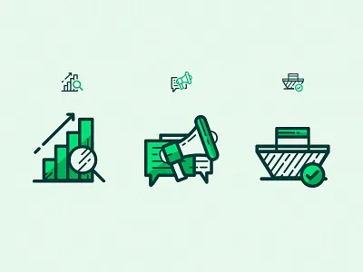 Responsive Icons analytics chat ecommerce icon icons magnifier outline responsive social media vector