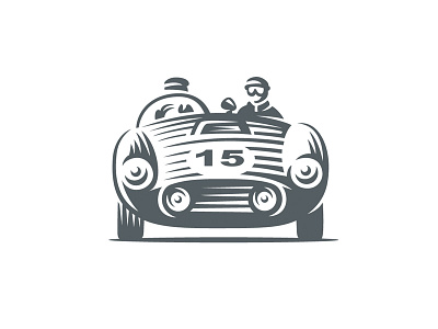 Sport car retro car line logo old retro sport style