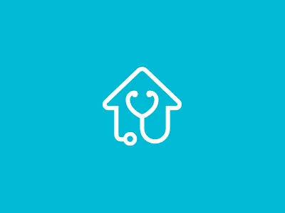 Home Doctor brand branding care doctor health home house icon identity logo medical stethoscope
