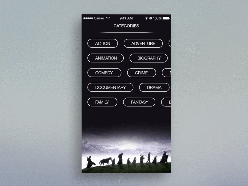 Movie Suggestion App animation application category gif interaction ios iphone mobile movie