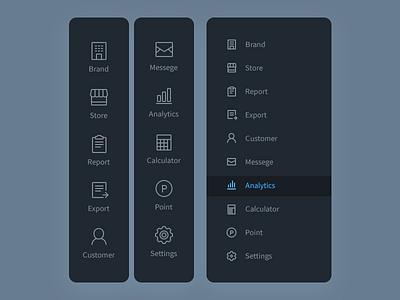 Sidebar analytics calculator collapse customer icons messege point report setting shop sidebar sidenav