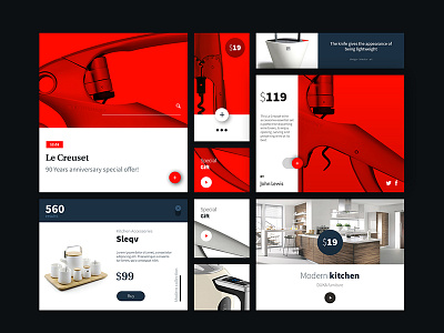 Products Placed Ui Kit app clean download e commerce mobile placed products psd red shop ui kit widgets