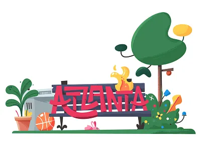 Ha'lanna atlanta basketball city fire illustration park place plant tree