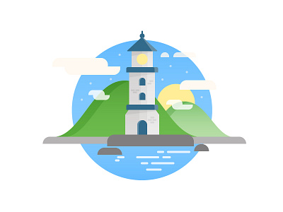 Island building cloud house icon illustration rock vector