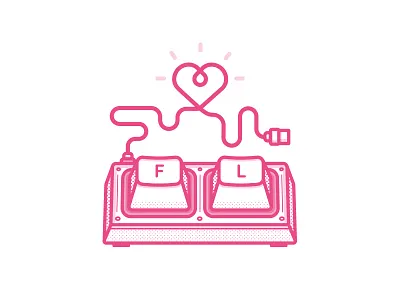 Dribbble Keyboard dribbble heart illustration keyboard keycaps keys like love mechanical pink simple vector
