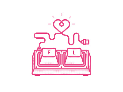 Dribbble Keyboard dribbble heart illustration keyboard keycaps keys like love mechanical pink simple vector