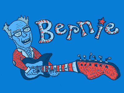 WIP Rockstar Bernie Tee Illustration america bernie sanders guitar hand drawn illustration politics rock and roll stratocaster tee shirt