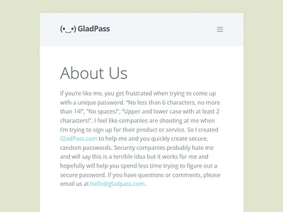 GladPass ui ux web app