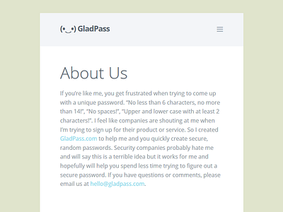 GladPass ui ux web app