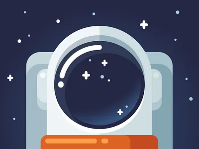 Space astronaut cartoon flat helmet outer space stars suit vector