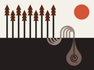 Anteater animal ant anteater bug dirt illustration logo pine trees sun trees