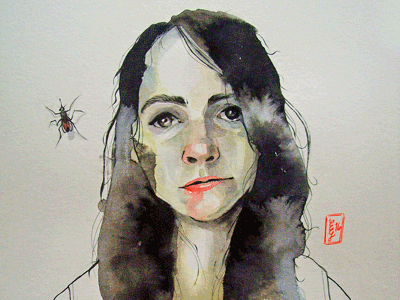 No pain, no gain mosquito portrait watercolor