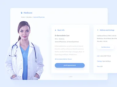 Doctor Profile (medical product) card doctor patient profile ui web