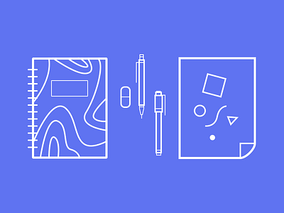 Icons set — work #2 block criterium icons note paper pen rubber