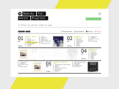 Spotify Playlist Creator design interface music spotify ui website